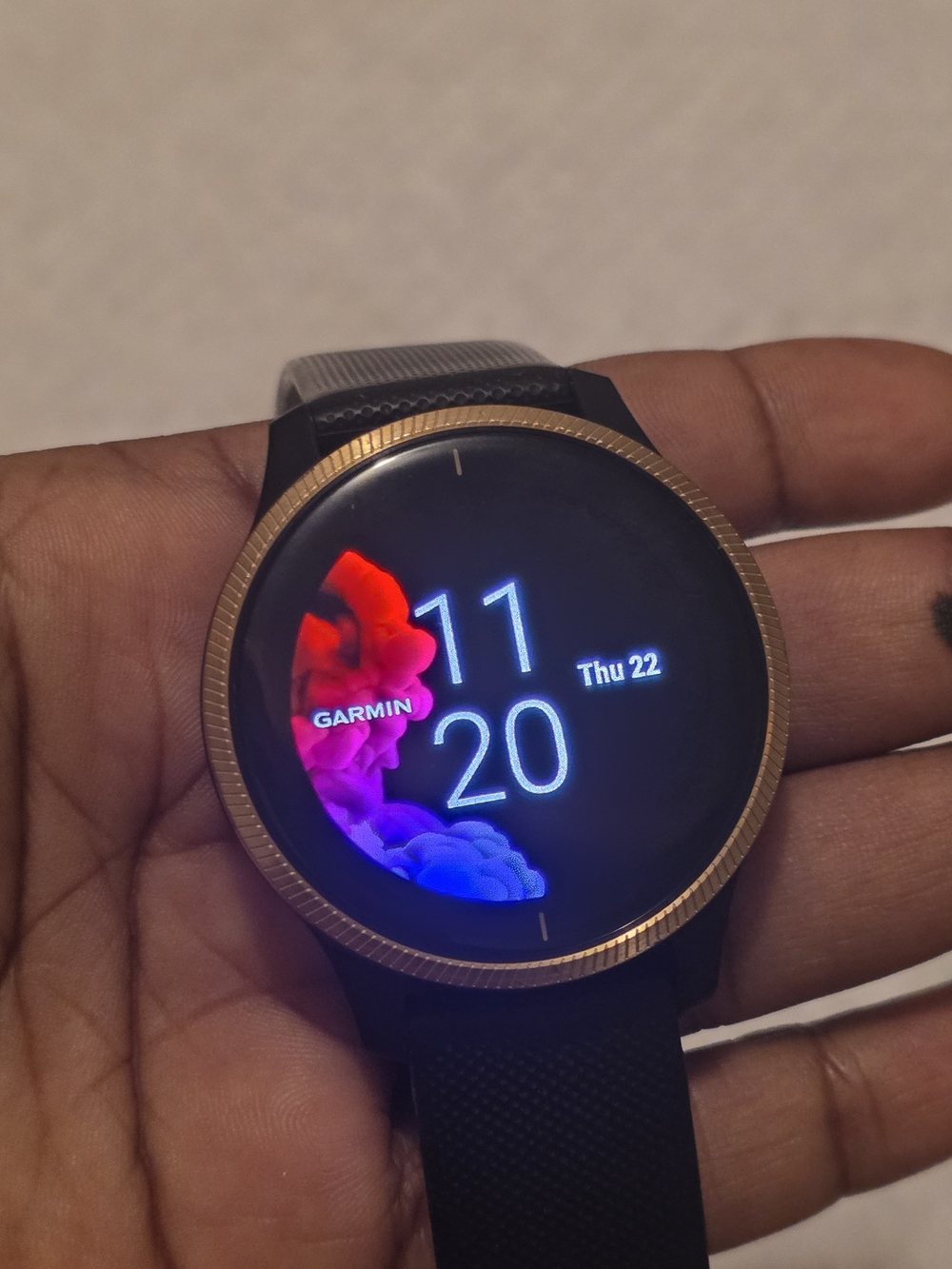 Garmin Venu Smartwatch - Black with Rose Gold Bezel